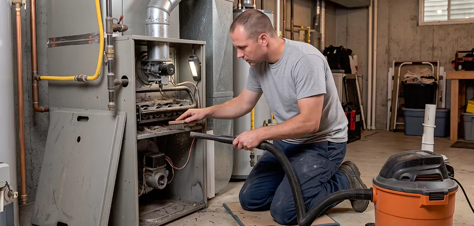 Burner and Heater Compartment Lint Removal in Parsippany-Troy Hills